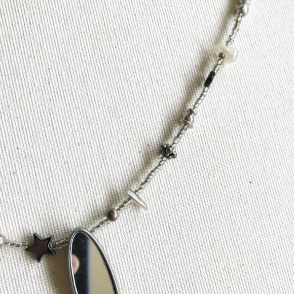 Empath Mirror Necklace Moonstone, Quartz Crystal Hematite Festival Hippie - Picture 3 of 4